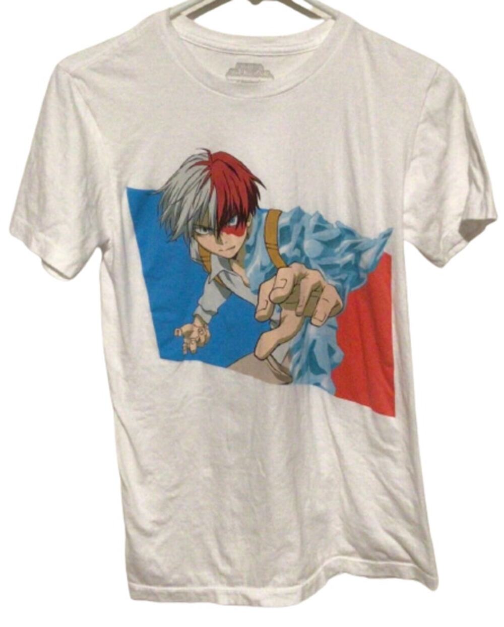 Funimation My Hero Academia Todoroki Fire & Ice White Anime T-Shirt Men’s Size S